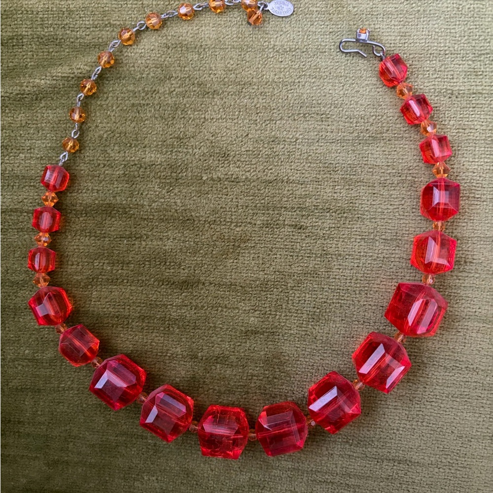 Tarina Tarantino Orange Lucite Cube Necklace